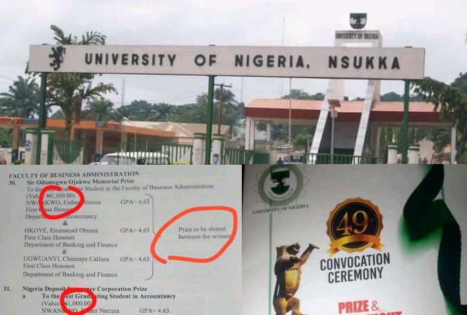 University Of Nigeria (UNN) Awards N1,000 To Best Graduating Students at 49th Convocation