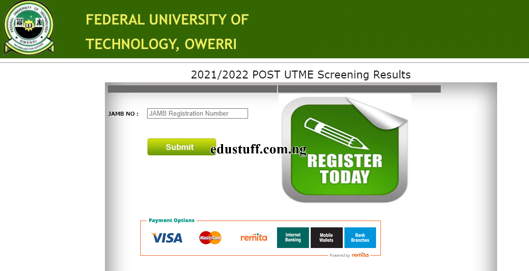 How to Check FUTO Post UTME Result 2021
