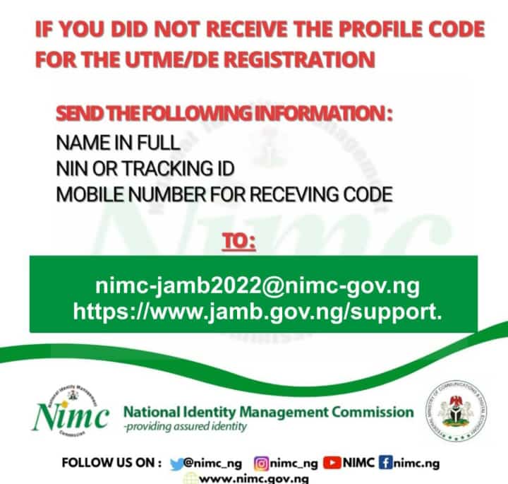 https://www.jamb.gov.ng/support. nimc-jamb2022@nimc-gov.ng