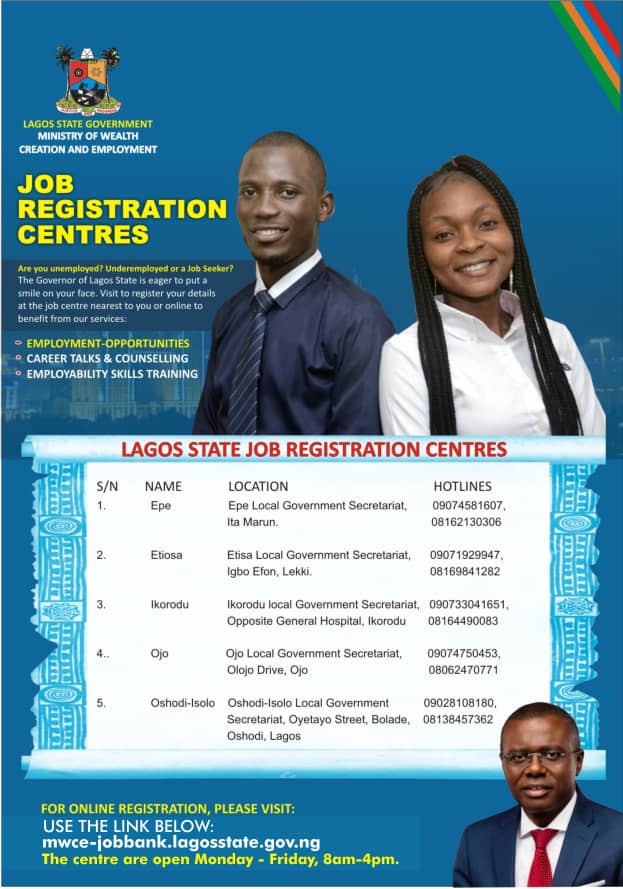 Lagos State Job bank registeration portal and centers 