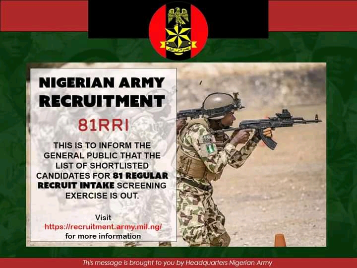 Nigerian Army shortlist is out 81rri