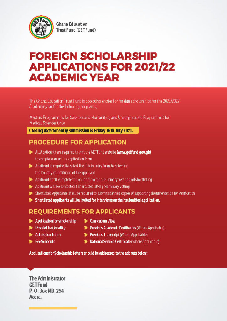 Ghana Education Trust Fund Foreign Scholarship 2021/2022