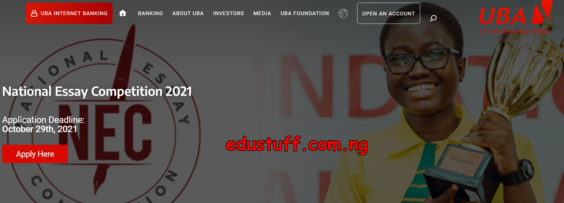 UBA Foundation National Essay Competition registration portal