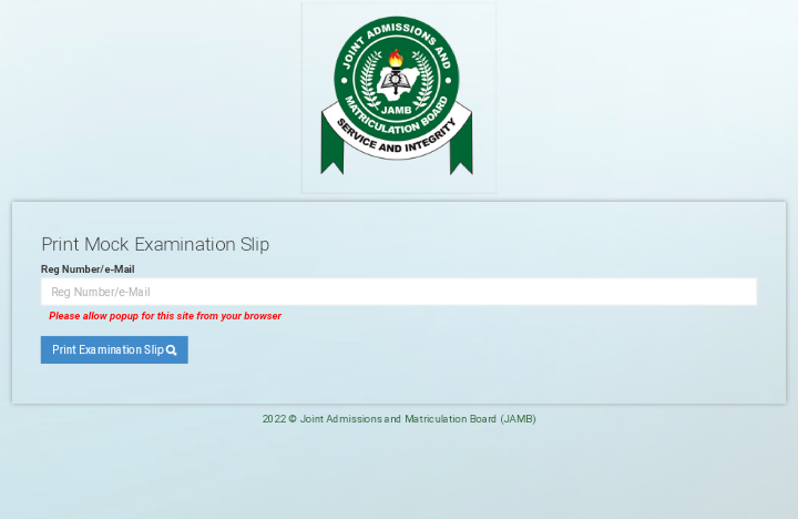 How to print JAMB Mock Slip 2023