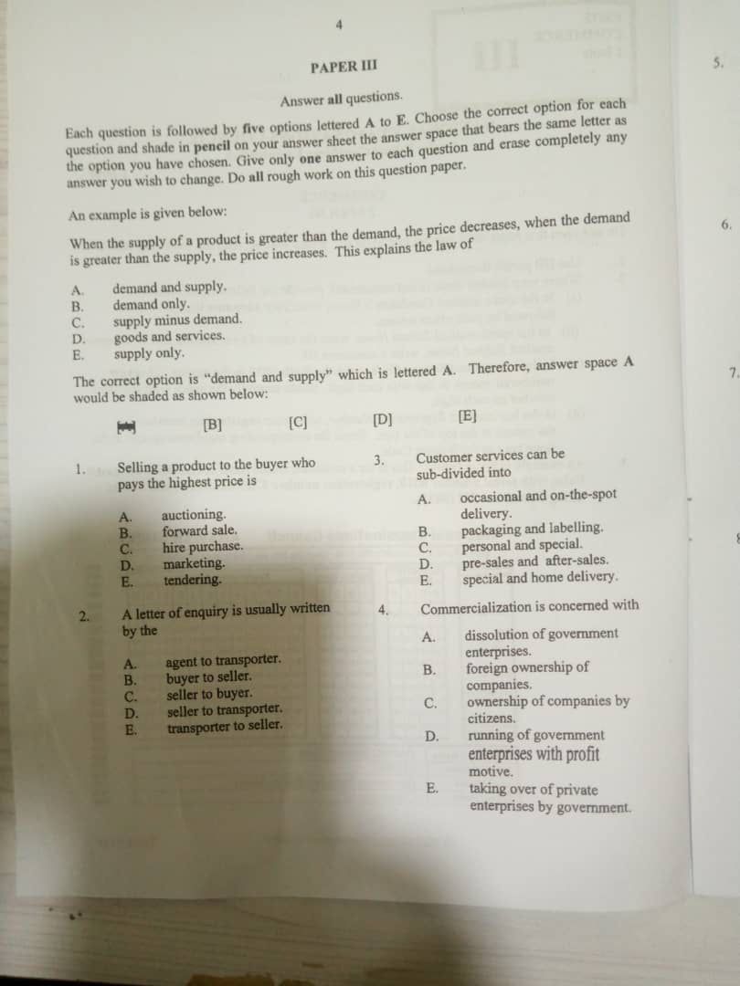 NECO Commerce 2023 Questions and Answers Objective & Essay