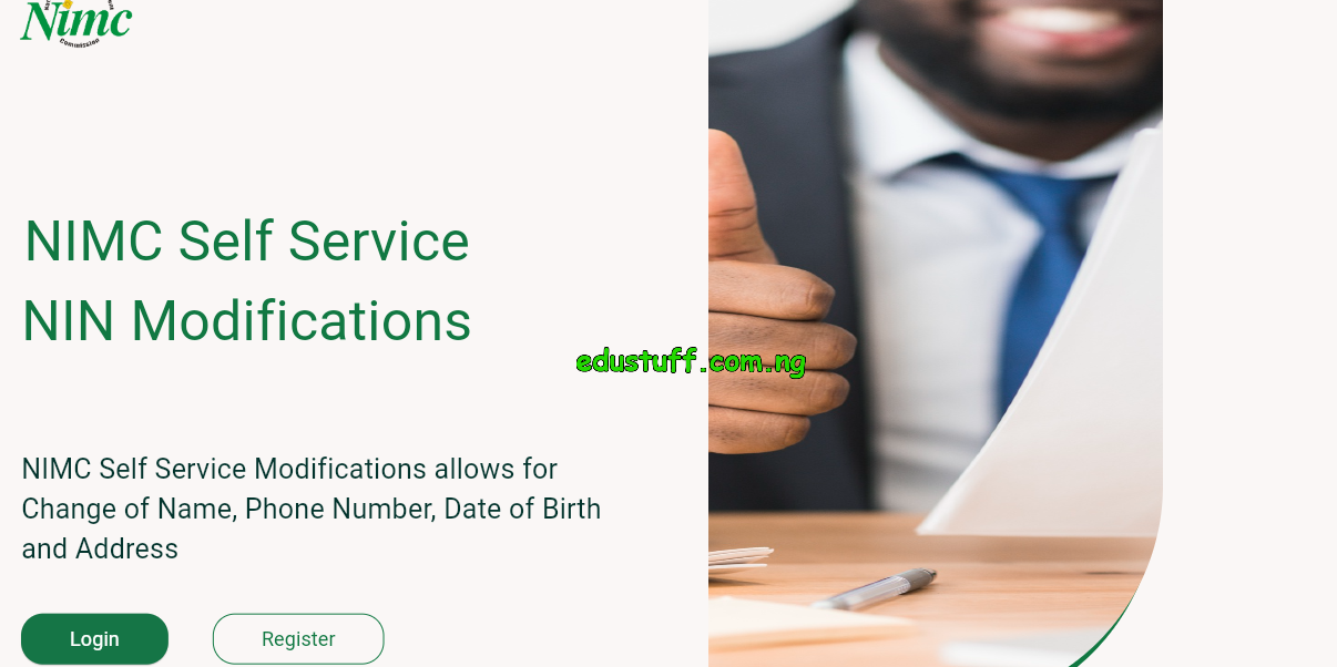 NIMC Self service portal selfservicemodification.nimc.gov.ng